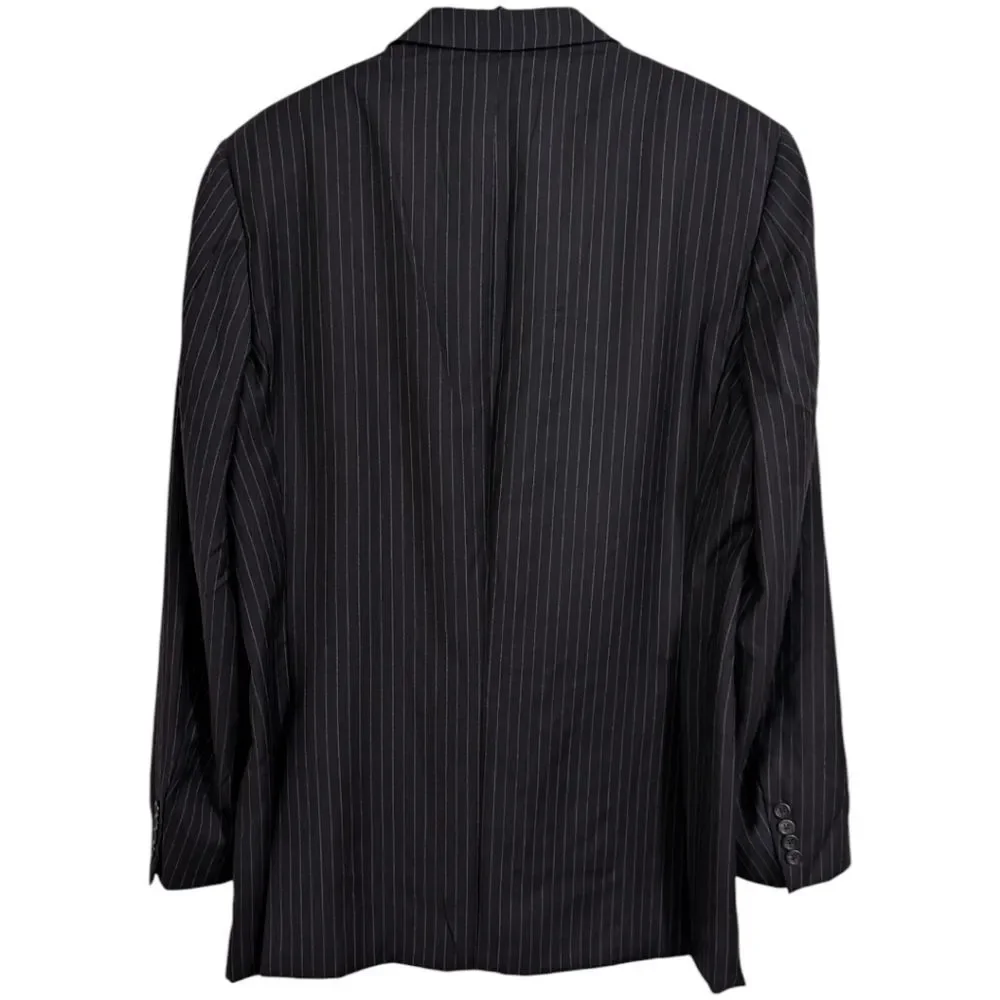 Burberry London Nordstrom Pinstripe Wool Suit Jacket Blazer Black 44L